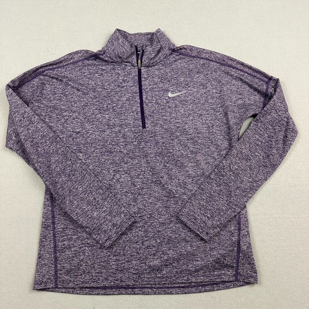 Nike Sweater Women Medium Purple 1/4 Zip Pullover Running Top Reflective M